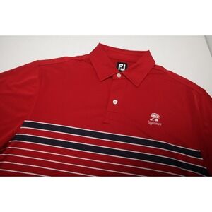 FootJoy Polo Shirt Mens Extra Large Red White Blue Stripes Wyndemere CC Logo